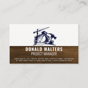 Construction Build Logo   Wood Grain Business Card