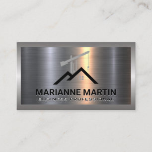 Construction Build Metal Brushed Business Card