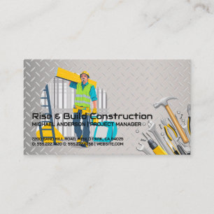 Construction Build Site   Construction Worker Business Card