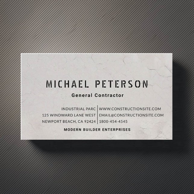 Construction Builder Developer Stucco BW Modern Business Card (construction company builder remodeling business card stucco simple minimalist modern)