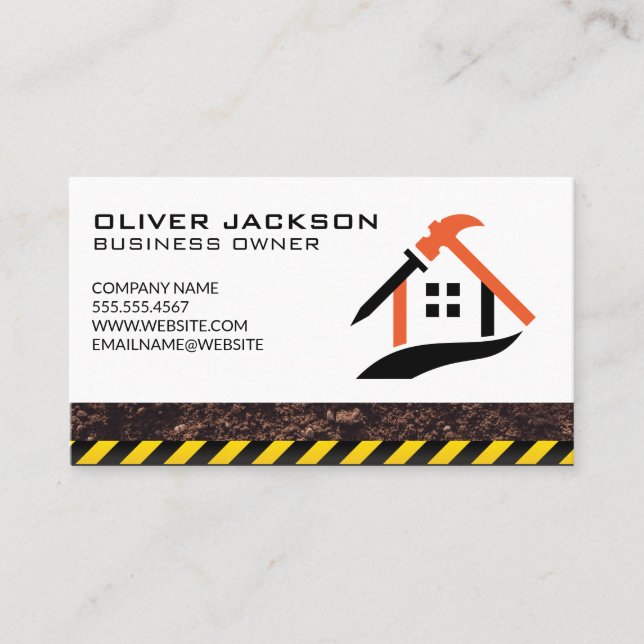 Construction Builder Logo | Property Developer Business Card (Front)