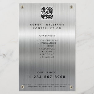 Construction Builder Metal QR Code Business  Flyer