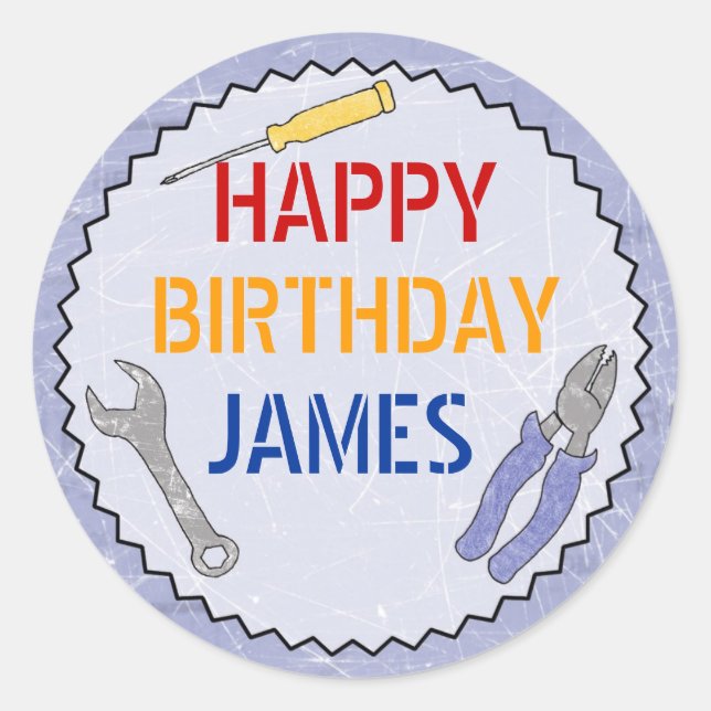 Construction/Builder Party Customisable Sticker 2 (Front)