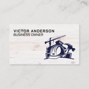 Construction Builder Site Blue Collar Business Card