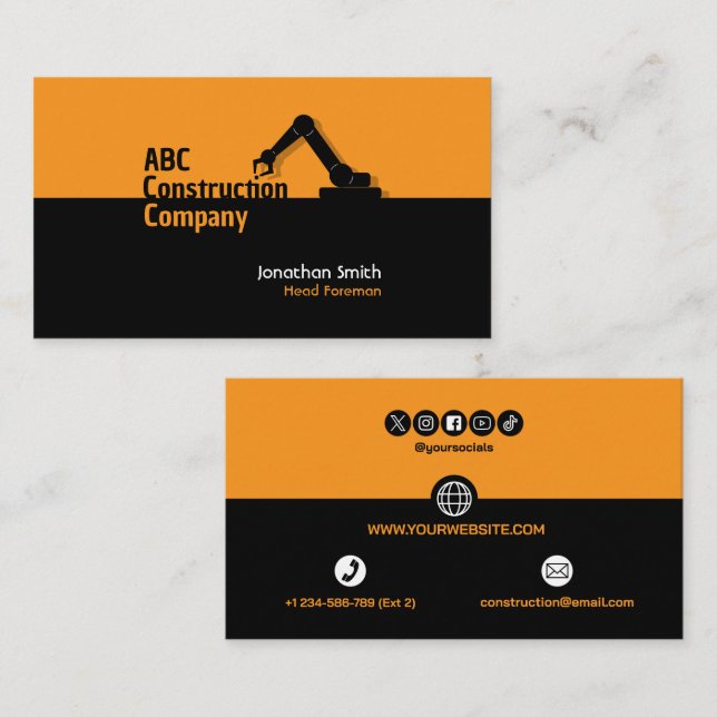 Construction Building Crane Business Card (Front/Back)