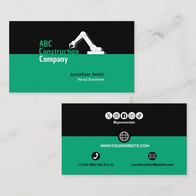 Construction Building Crane Business Card (Front/Back)
