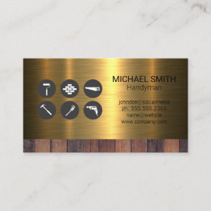 Construction Building Tools   Wood Metal Business Card