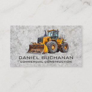 Construction Bull Dozer   Concrete Background Business Card