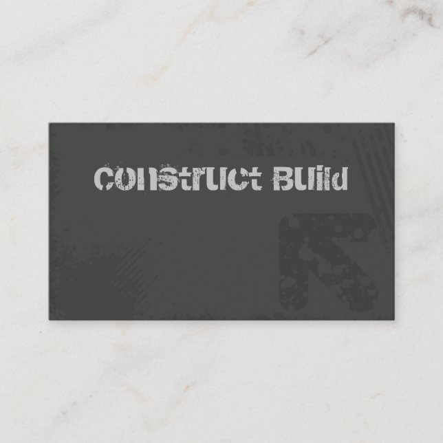 Construction Business Card Grunge grey (Front)