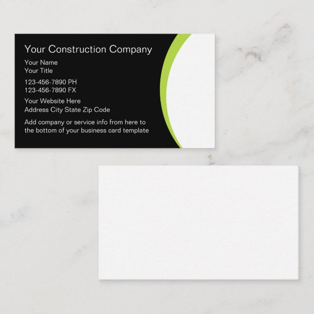 Construction Business Cards (Front/Back)