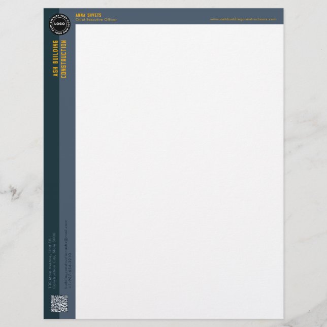 Construction Business   Custom Letterhead (Front)