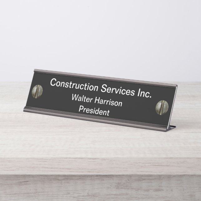 Construction Business Desk Plaque Desk Name Plate (Front)