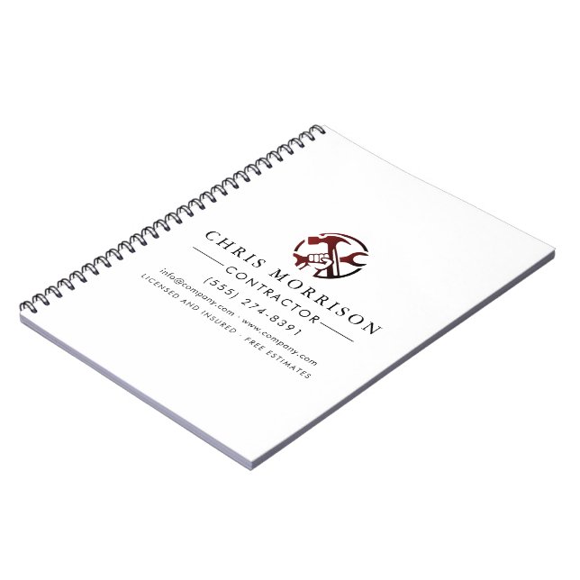 Construction Business Marketing Logo Notebook (Left Side)