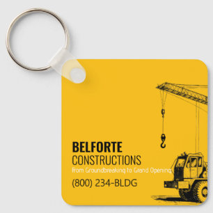 Construction Calendar Yellow & Black Crane Key Ring
