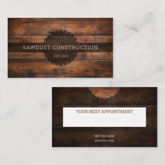 Construction Carpenter Wooden dark rustic timber  Appointment Card
