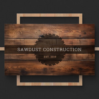 Construction Carpenter Wooden dark rustic timber  Business Card