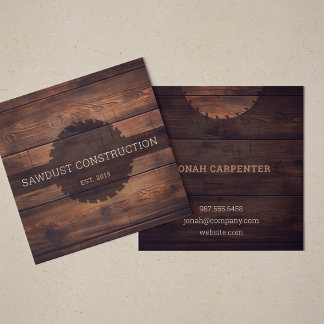 Construction Carpenter Wooden dark rustic timber  Square Business Card