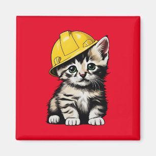 Construction Cat Magnet