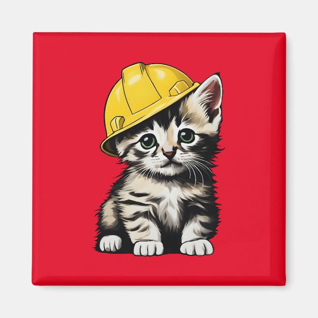 Construction Cat Magnet (Front)