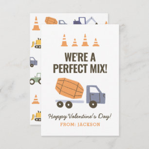 Construction Cement Mixer Kids Classroom Valentine Card