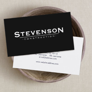  Construction Company Black  Business Card