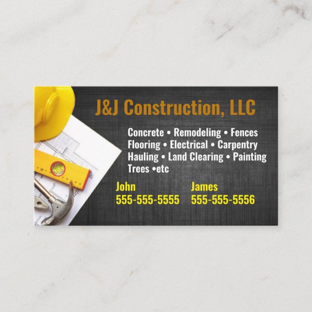 Construction Company Business Card (Front)