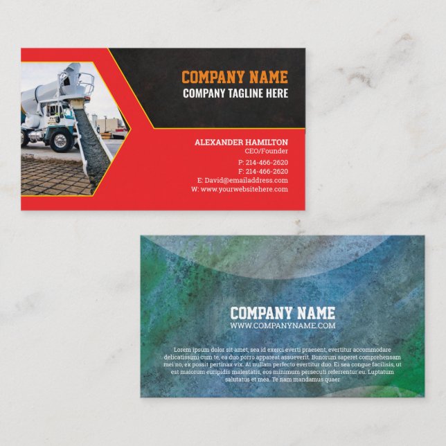 Construction company Business Card (Concrete) (Front/Back)