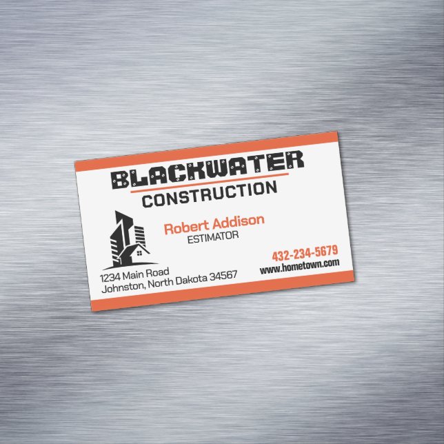 Construction Company Commercial and Residential Magnetic Business Card (In Situ)