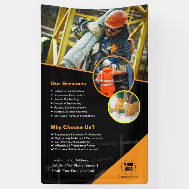 Construction Company Custom Banner (Vertical)
