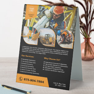 Construction Company Custom Table Tent Sign