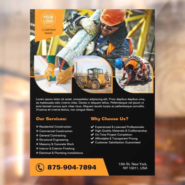 Construction Company Custom Window Cling (Sheet 2)