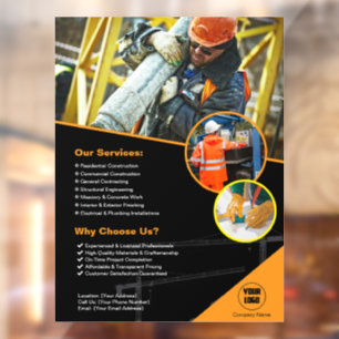 Construction Company Custom Window Cling