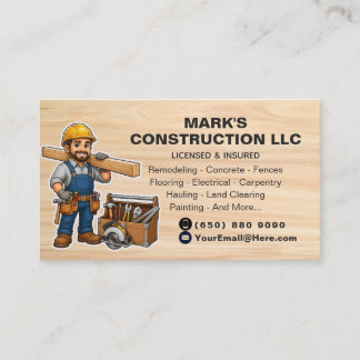 Construction Company Tool Man Contractor Business Card