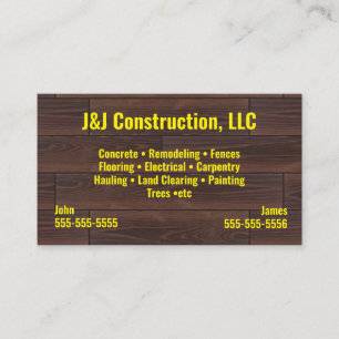 Construction Company Wood Business Card