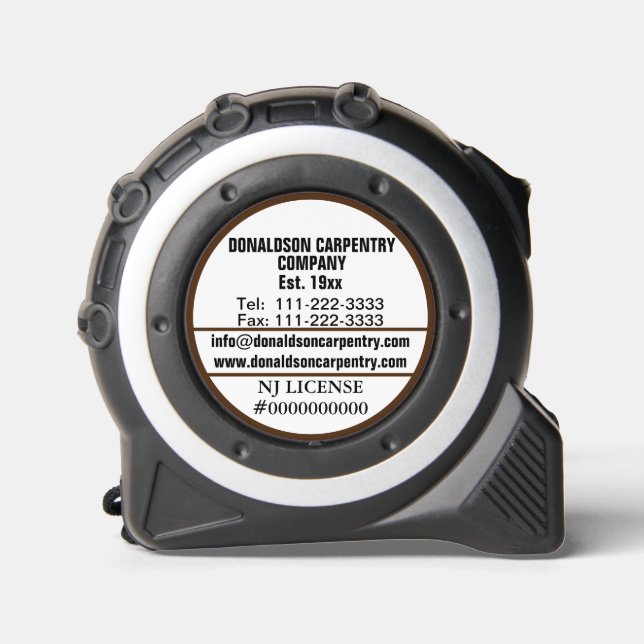 Construction Contact License Number White Black 1 (Front)