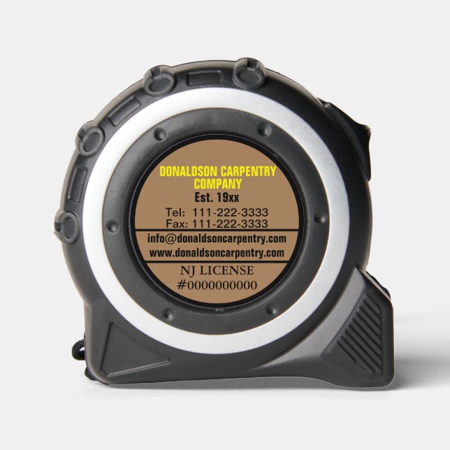 Construction Contact License Number Yellow Brown 1 (Front)