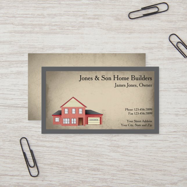 Construction Contactor Architect Business Card (Front/Back In Situ)