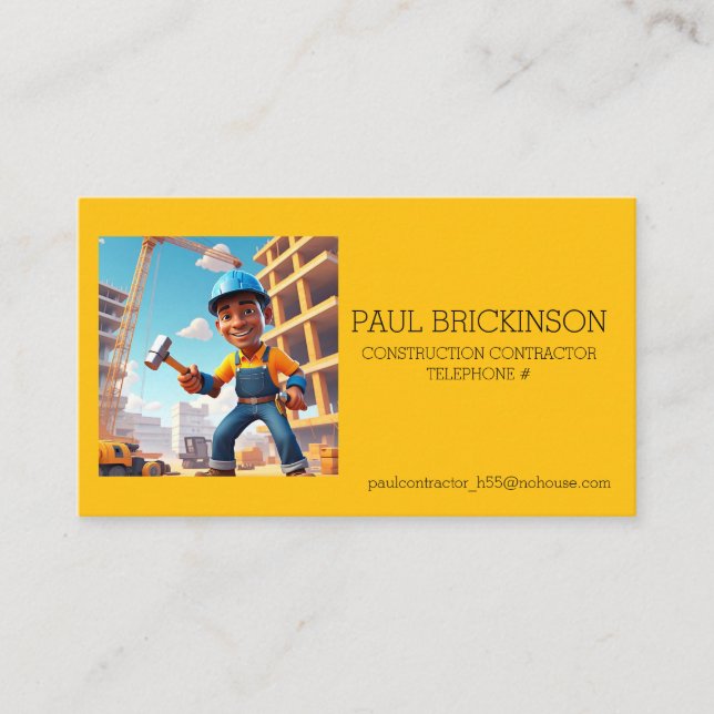 " CONSTRUCTION CONTRACTOR " BUSINESS CARD (Front)