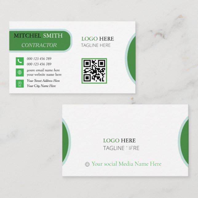 Construction Contractor Business Card (Front/Back)