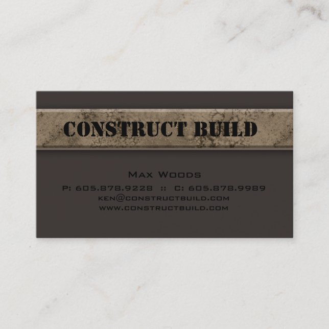 Construction Contractor Business Card Marble (Front)