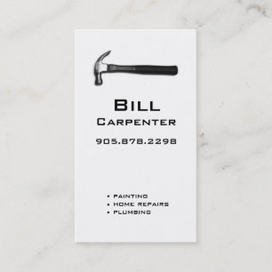 Construction Contractor Business Card White hammer