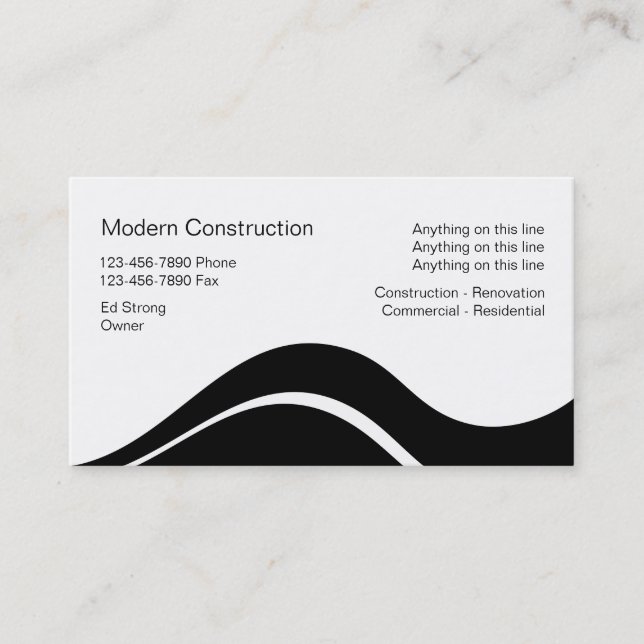 Construction Contractor Business Cards (Front)