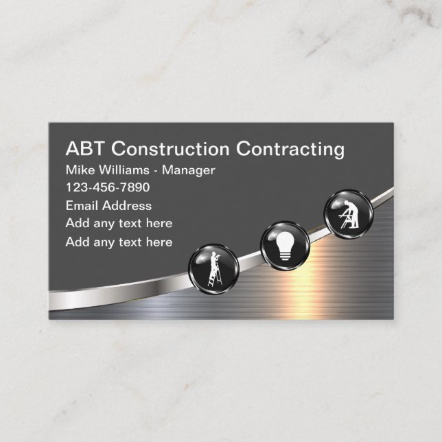 Construction Contractor Graphics Business Cards (Front)