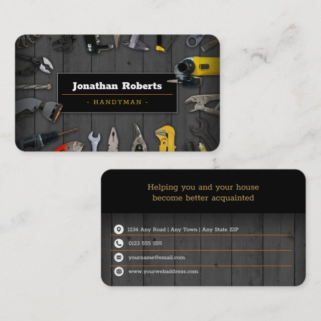 Construction | Contractor | Handy Man Business Card (Front/Back)