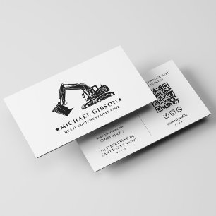 Construction Contractor Heavy Equipment Operator Business Card