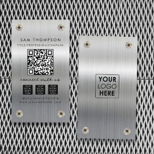 Construction Contractor Logo QR Code Social  Business Card