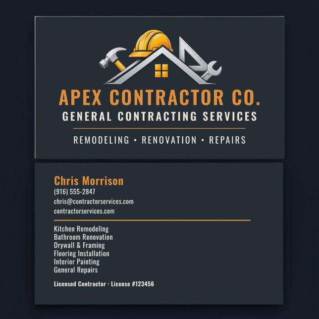 Construction Contractor Professional Services Business Card (Creator Uploaded)