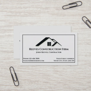 Construction Contractor Roofer Business Cards