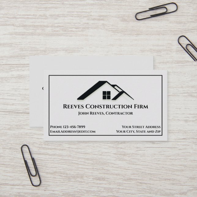 Construction Contractor Roofer Business Cards (Front/Back In Situ)