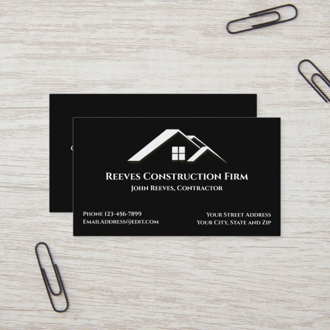 Construction Contractor Roofer Business Cards (Front/Back In Situ)